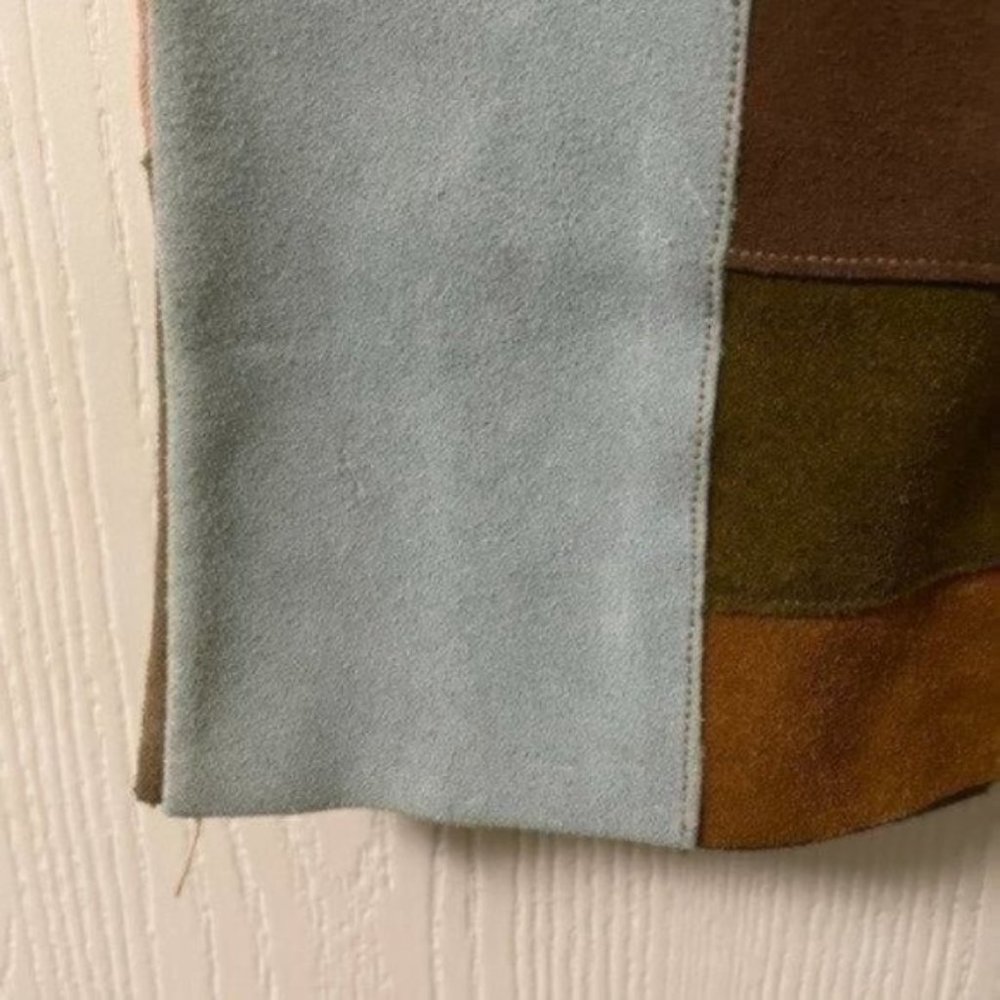 PRICE FIRM Vintage 70s Suede Patchwork Adjustable Miniskirt Mini | Size XXS-S - Picture 11 of 13